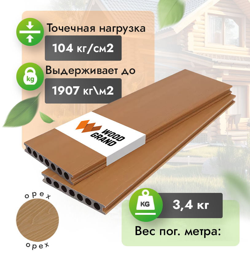 Коэкструзия террасная доска ДПК 150x22 мм 